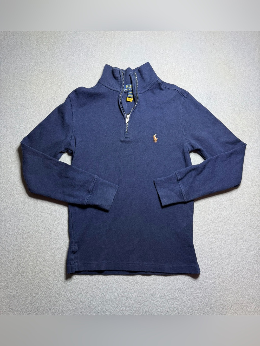Boys Polo Ralph Lauren Half Zip Solid Blue Cotton Pullover Shirt Size S/P(8)